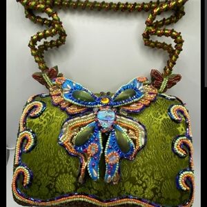 Vintague Bag Mary Frances Embellished Green Handbag